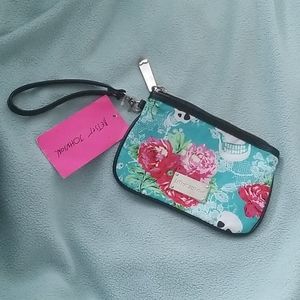 Betsey Johnson skulls and lace wristlet